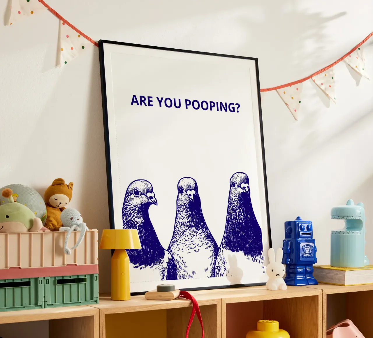 ARE YOU POOPING? poster con telaio in legno da ramosashop