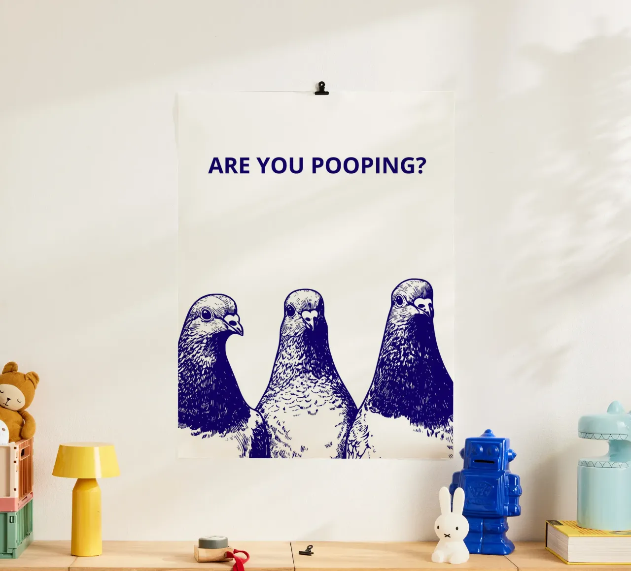 ARE YOU POOPING? poster con telaio in legno da ramosashop