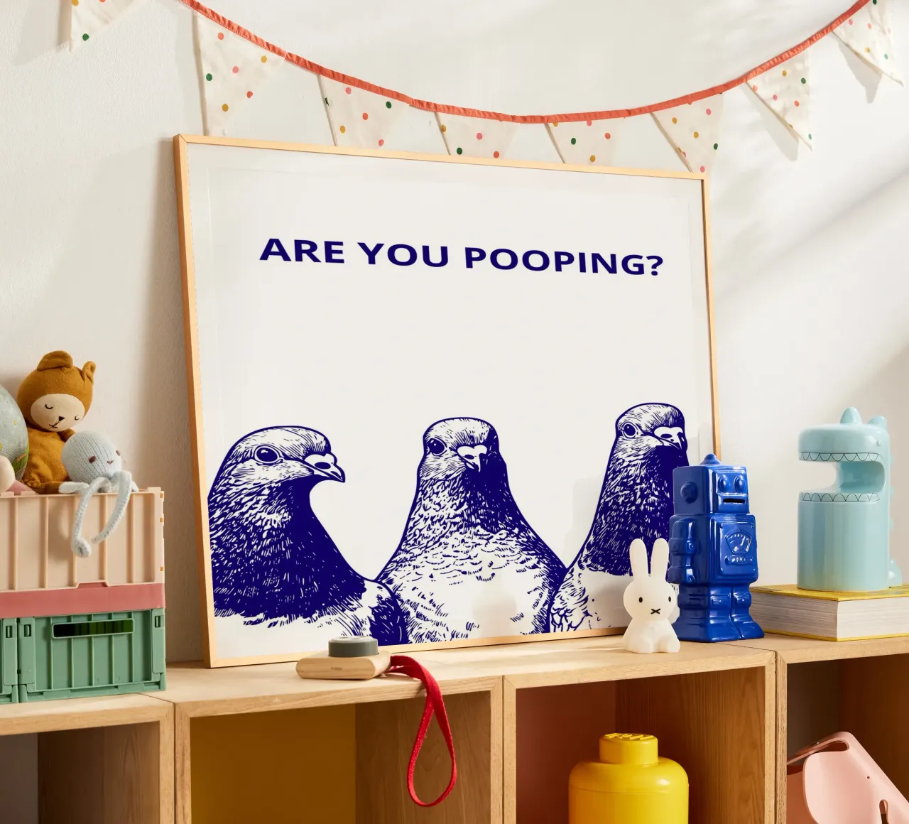 ARE YOU POOPING? poster con telaio in legno da ramosashop