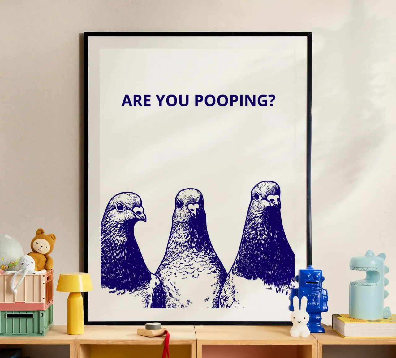 ARE YOU POOPING? poster con telaio in legno da ramosashop