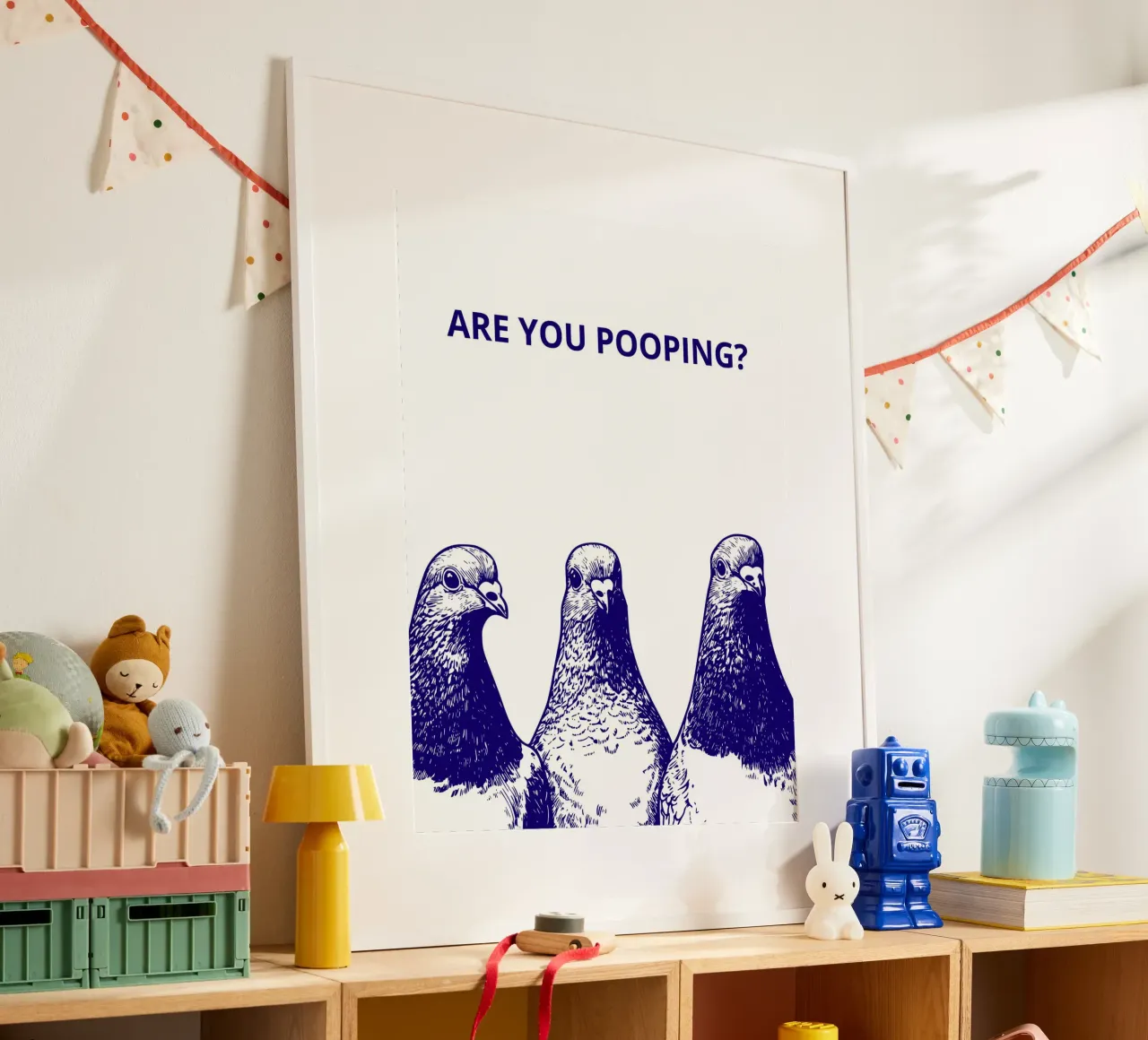 ARE YOU POOPING? poster con telaio in legno da ramosashop