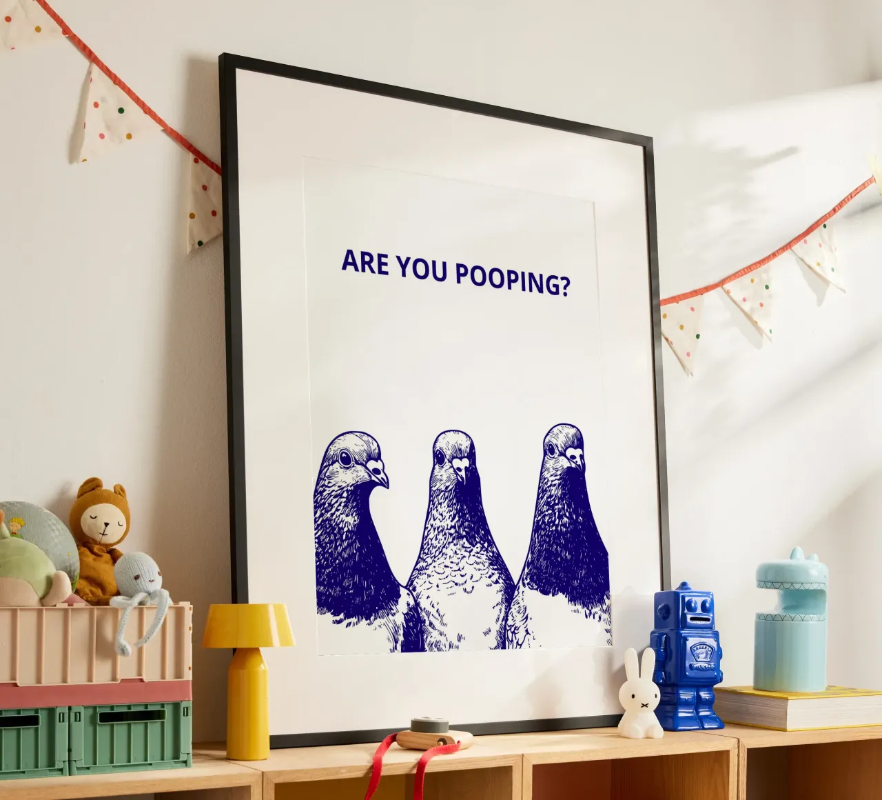 ARE YOU POOPING? poster con telaio in legno da ramosashop