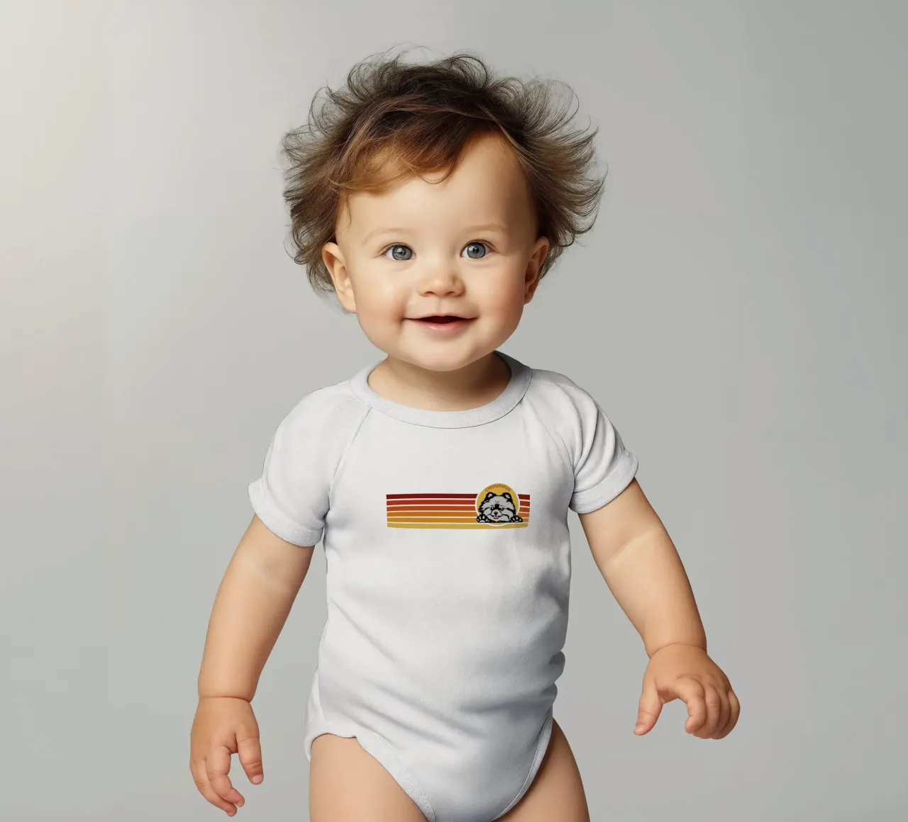 line retro chihuahua body neonato maniche corte da ririedis