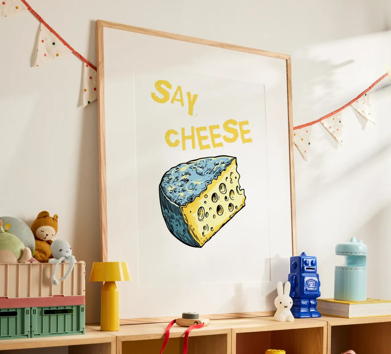 Say Cheese poster con telaio in legno da ramosashop