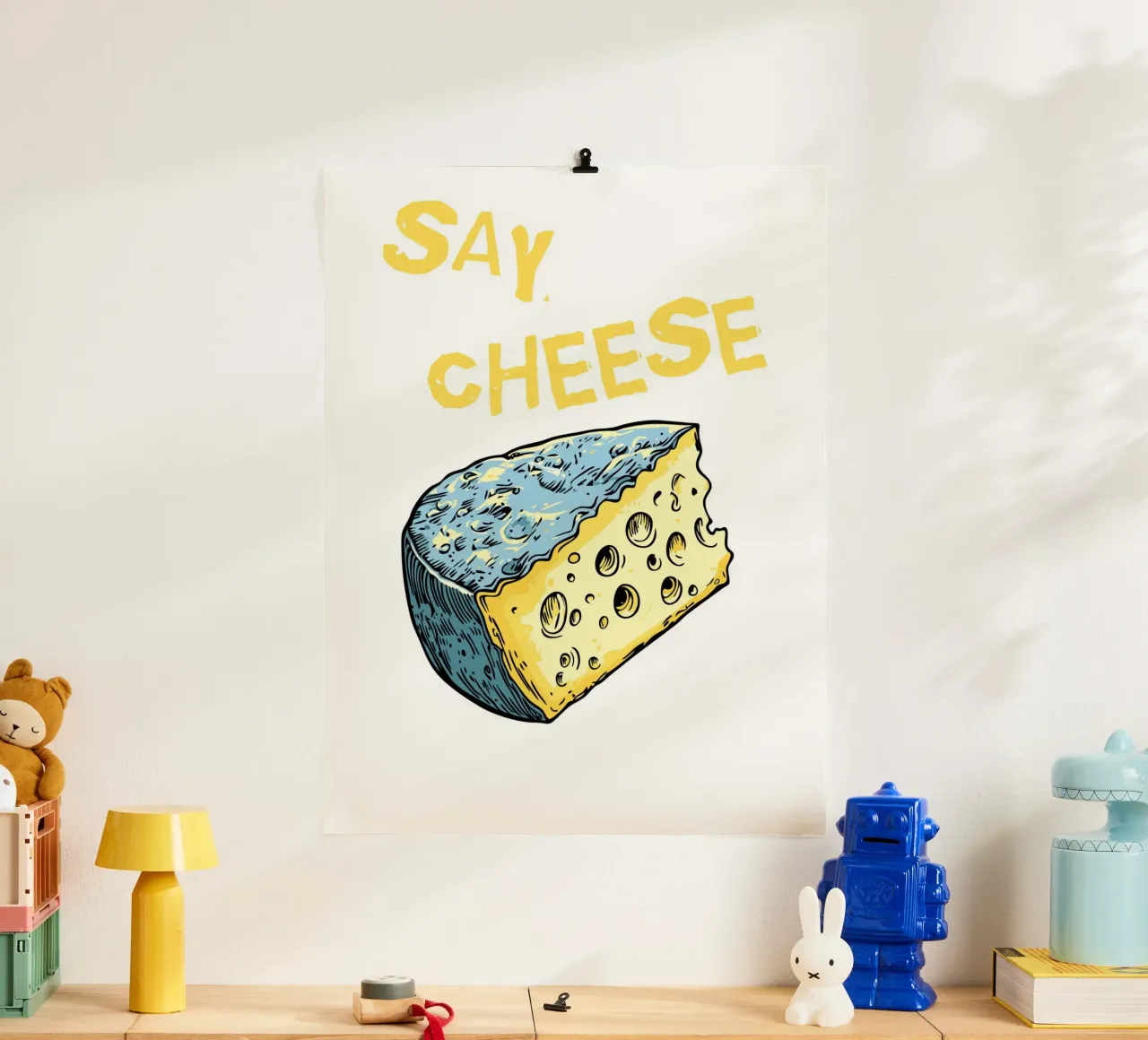 Say Cheese poster con telaio in legno da ramosashop