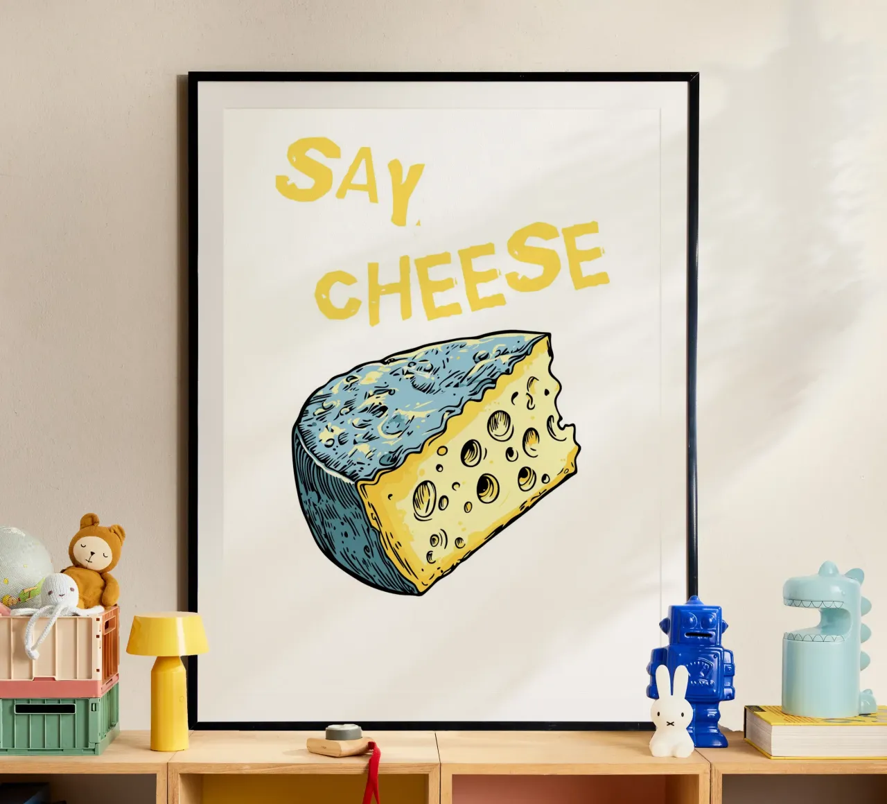 Say Cheese poster con telaio in legno da ramosashop
