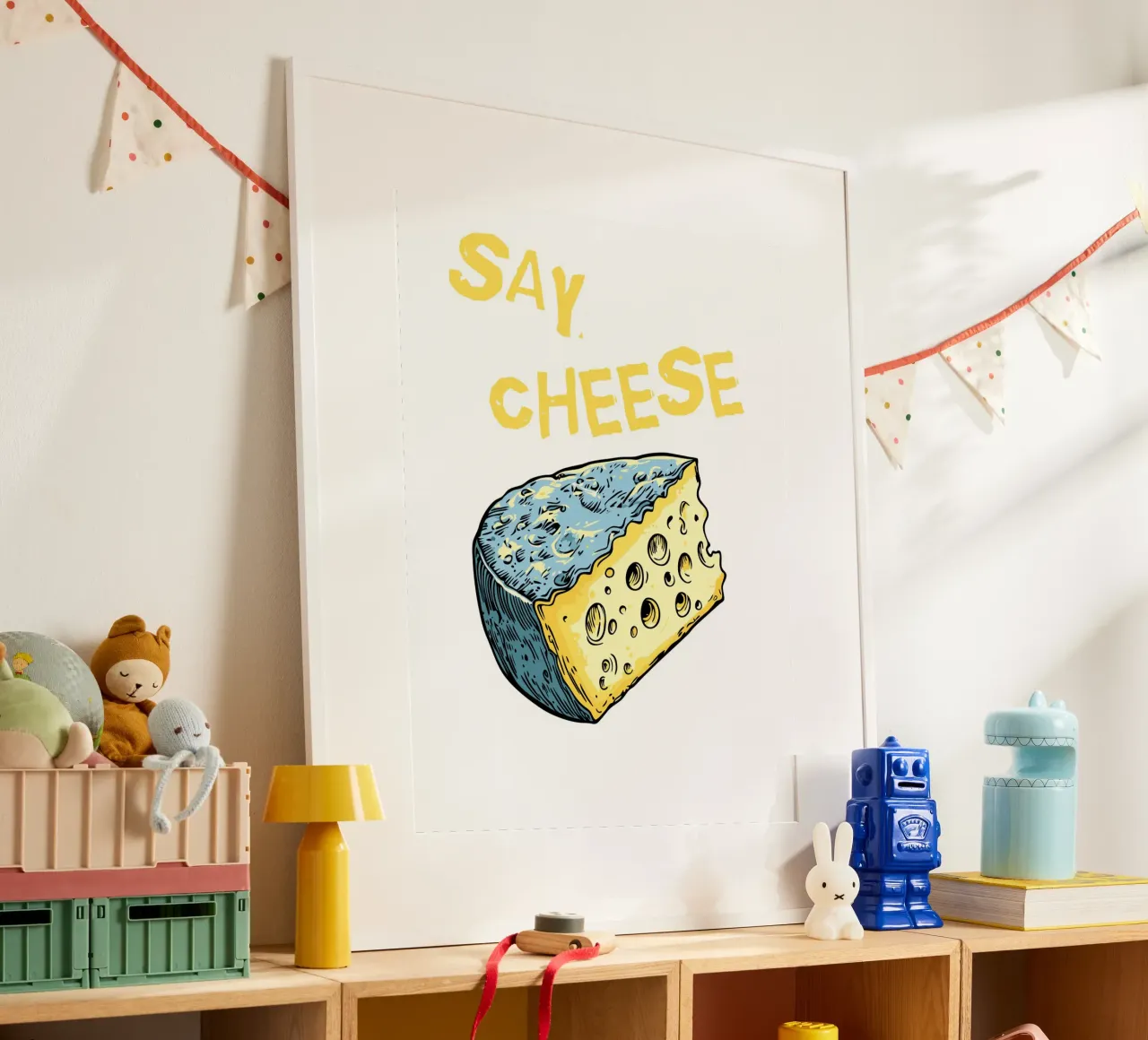 Say Cheese poster con telaio in legno da ramosashop