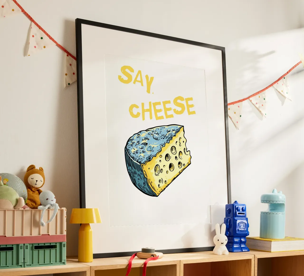 Say Cheese poster con telaio in legno da ramosashop