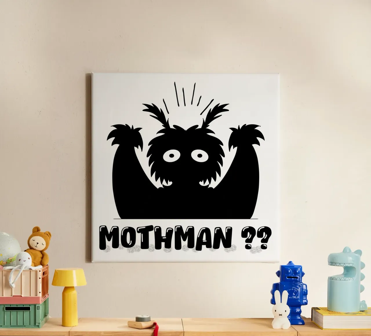 Mothman Divertente Carino Criptide Mistero Leggenda Mostro tela con Cornice a cassetta da sillyindustries