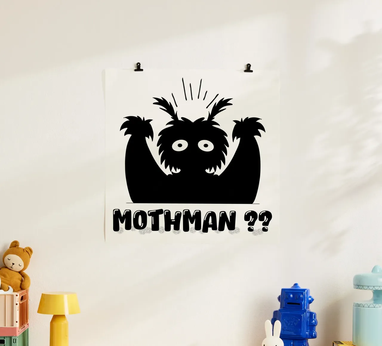 Mothman Divertente Carino Criptide Mistero Leggenda Mostro poster con telaio in alluminio da sillyindustries