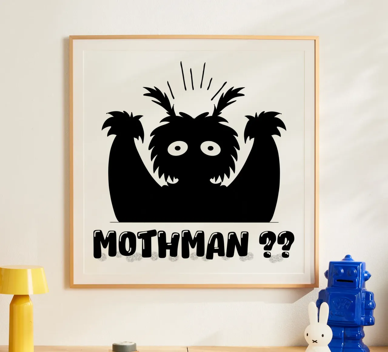 Mothman Divertente Carino Criptide Mistero Leggenda Mostro poster con telaio in alluminio da sillyindustries