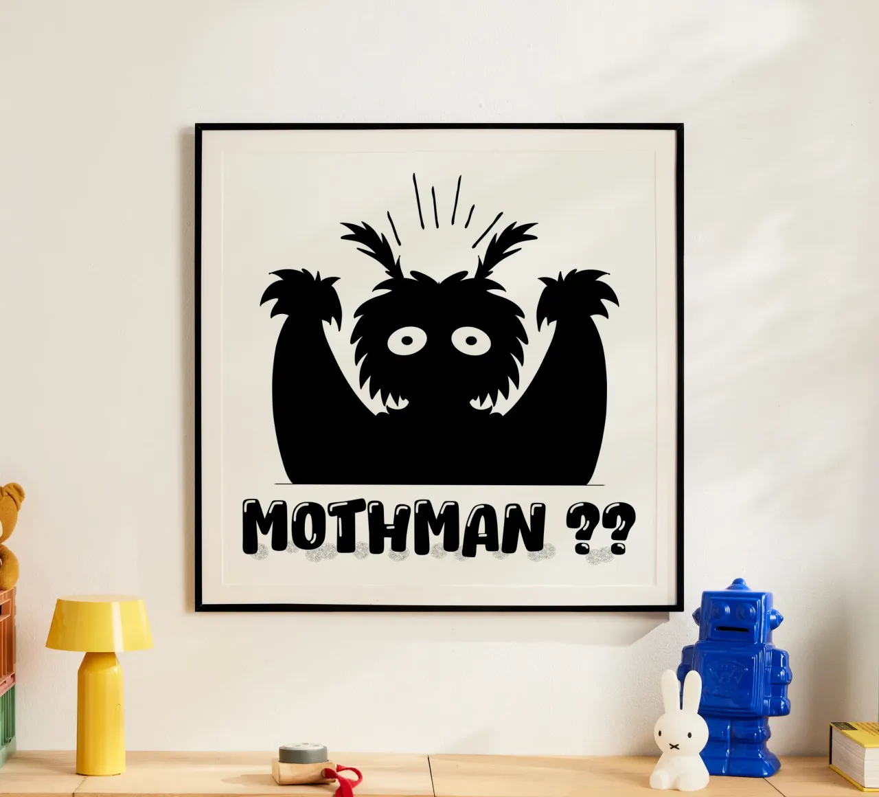 Mothman Divertente Carino Criptide Mistero Leggenda Mostro poster con telaio in alluminio da sillyindustries