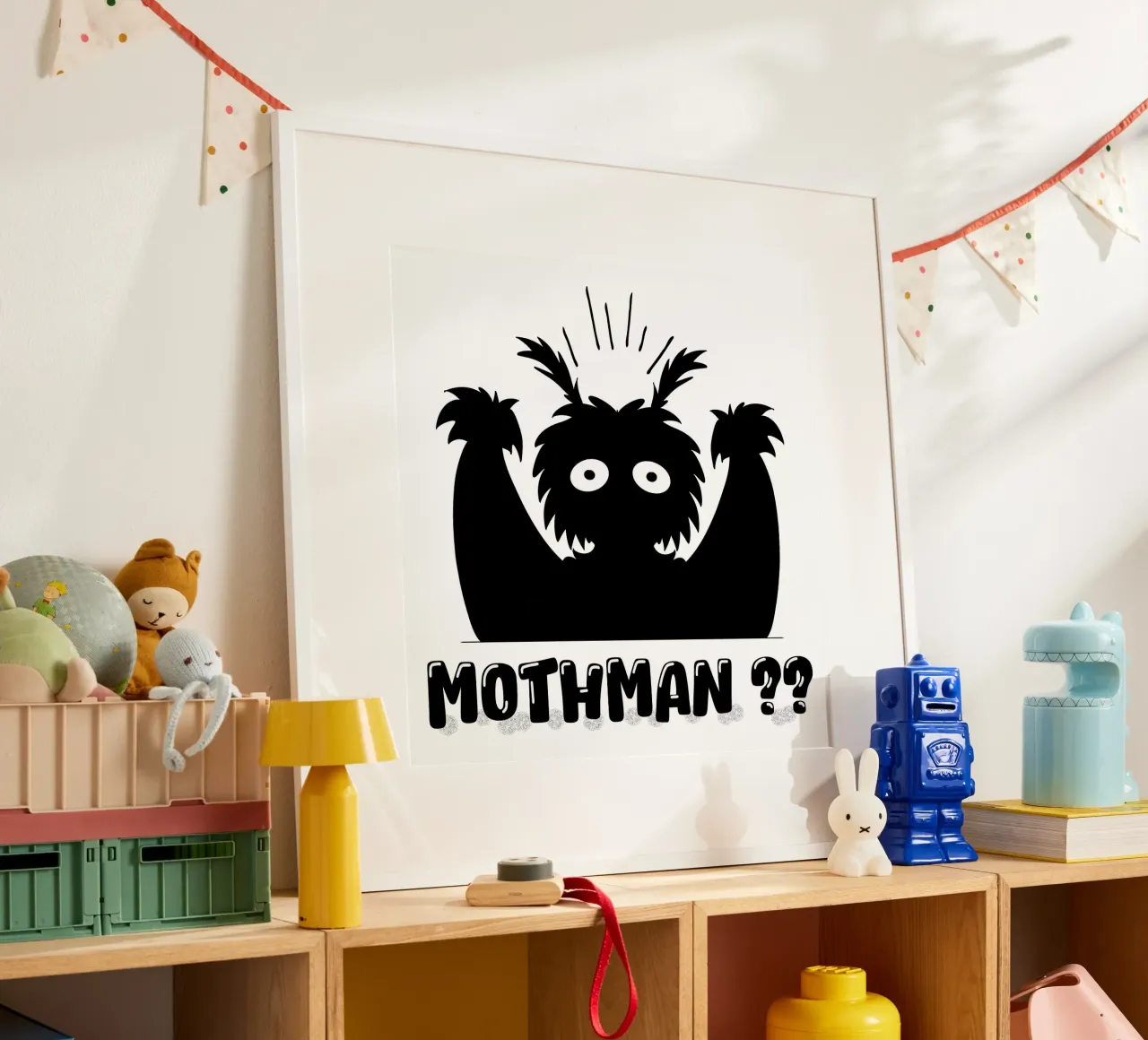 Mothman Divertente Carino Criptide Mistero Leggenda Mostro poster con telaio in alluminio da sillyindustries