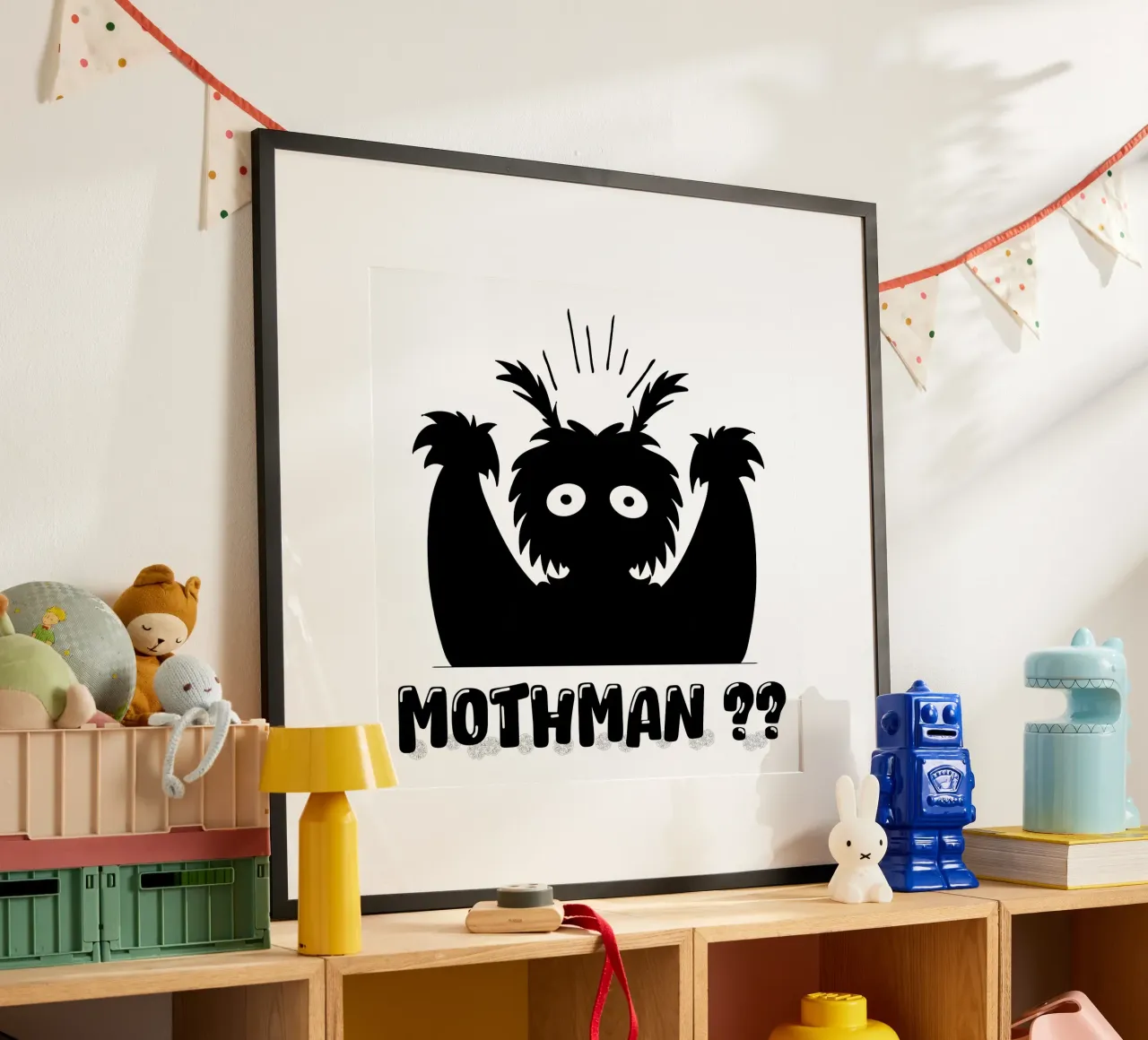 Mothman Divertente Carino Criptide Mistero Leggenda Mostro poster con telaio in alluminio da sillyindustries