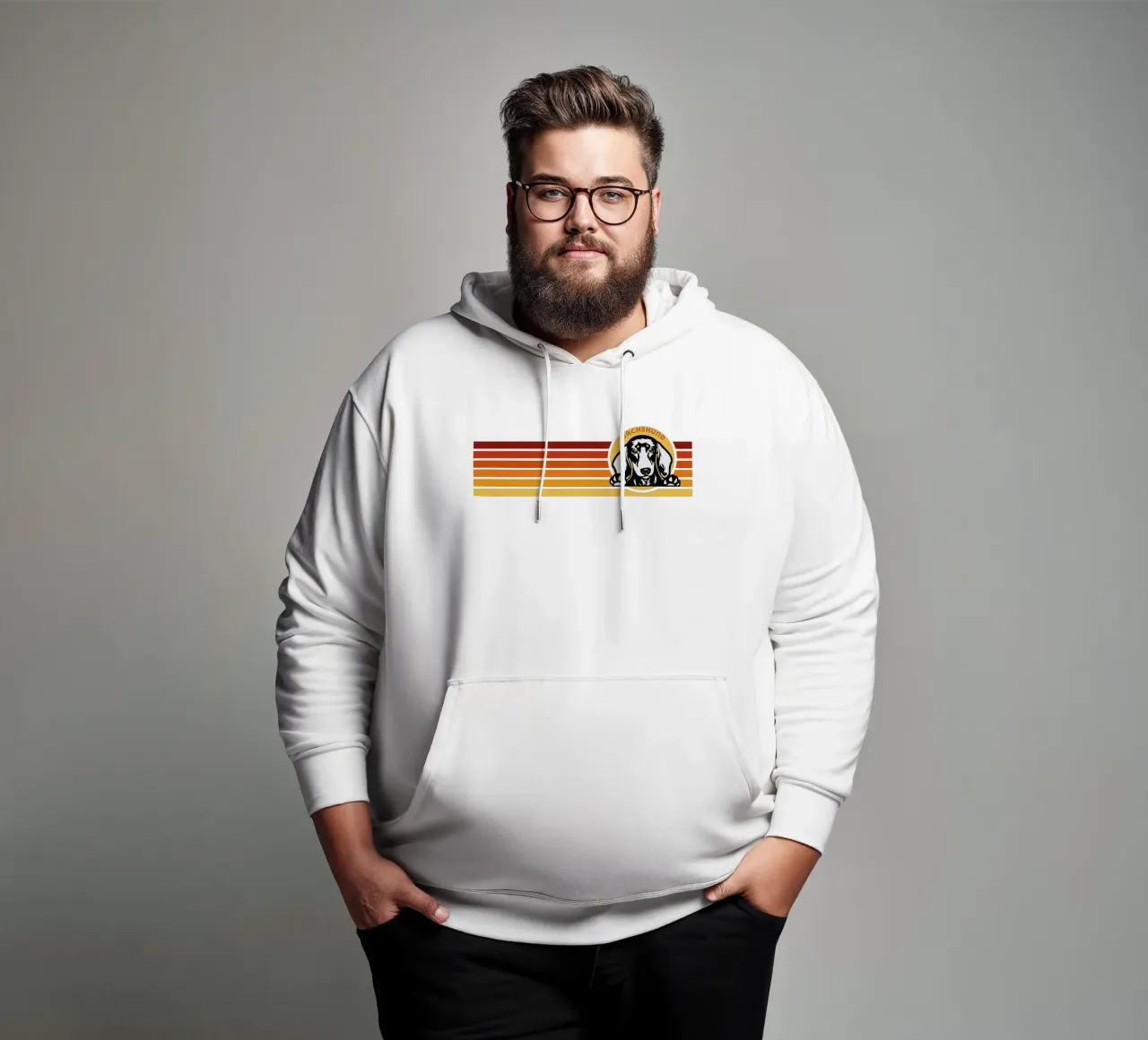 line retro dachsund felpa con cappuccio da ririedis