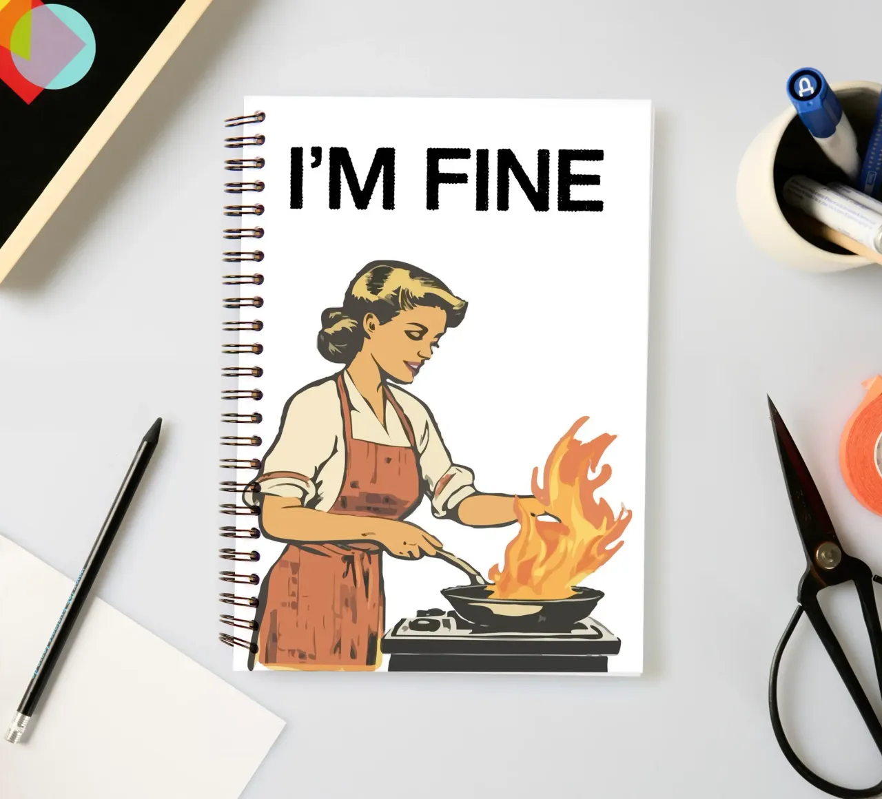 I'M FINE spiral notebook by ramosashop