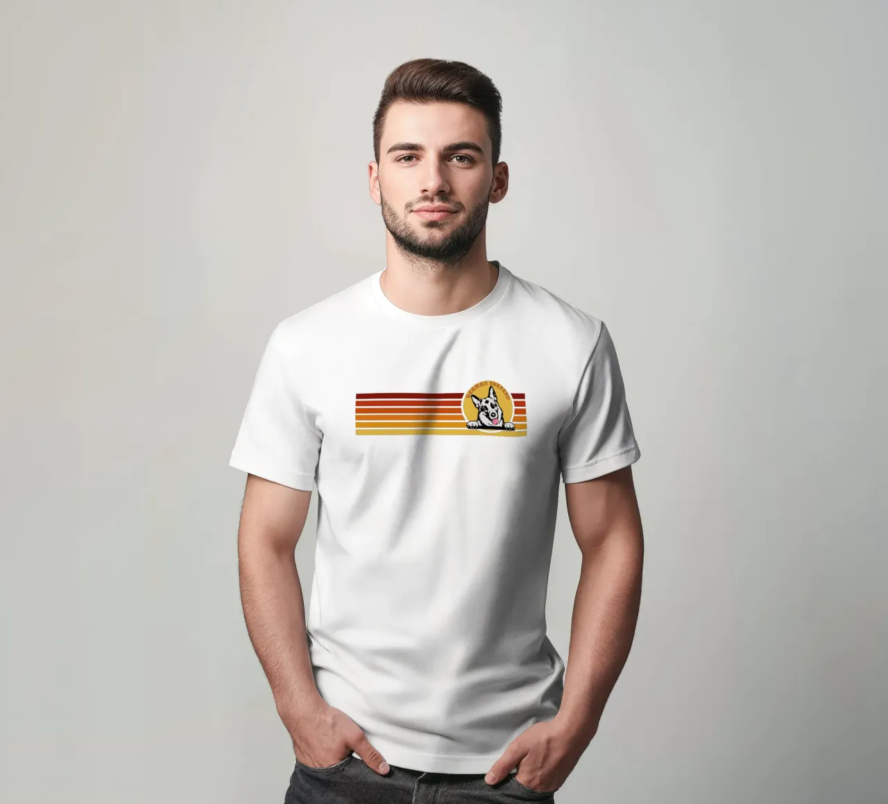 line retro design GERMAN SHEPERD t-shirt da ririedis