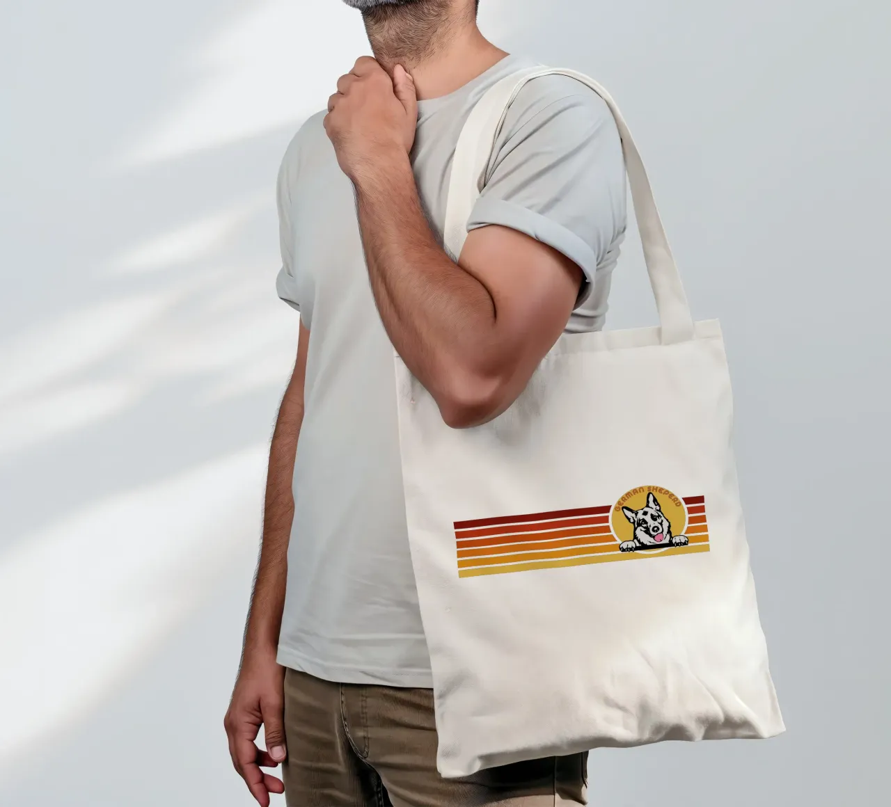 line retro design GERMAN SHEPERD borsa in juta da ririedis