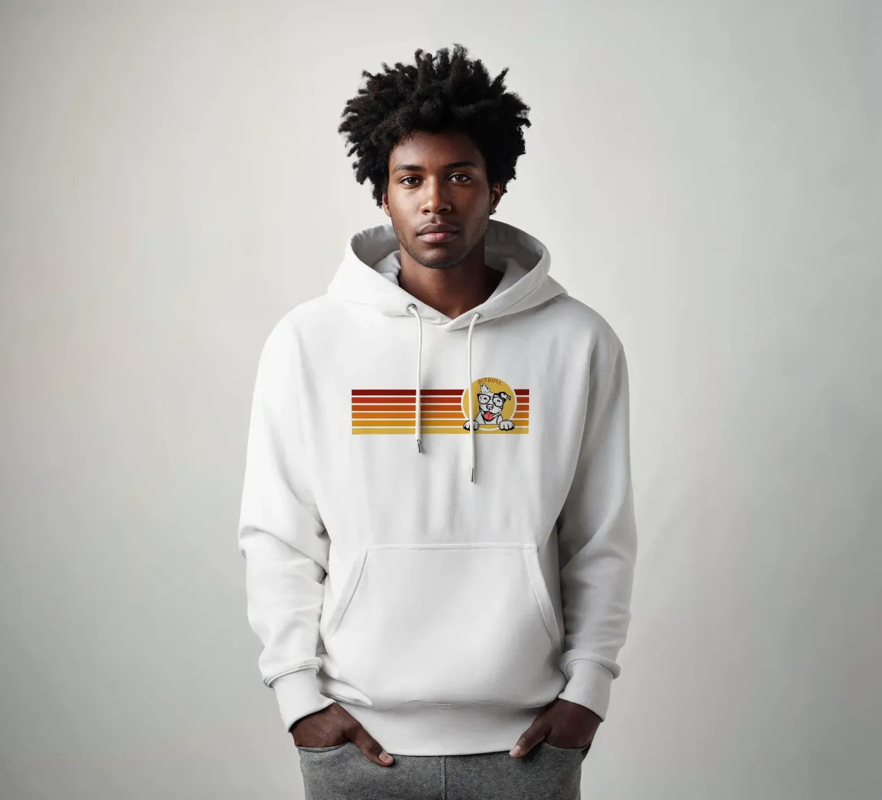 line retro design PITBULL felpa con cappuccio da ririedis