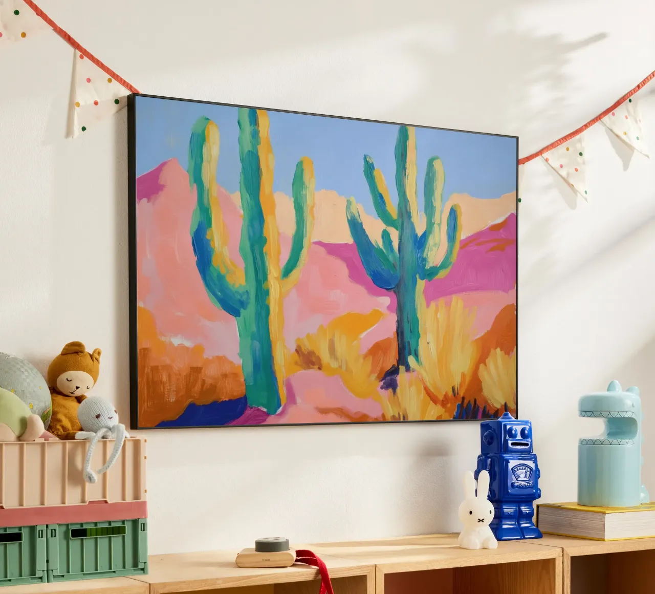Cactus colorati alluminio dibond da Melloi Art Print
