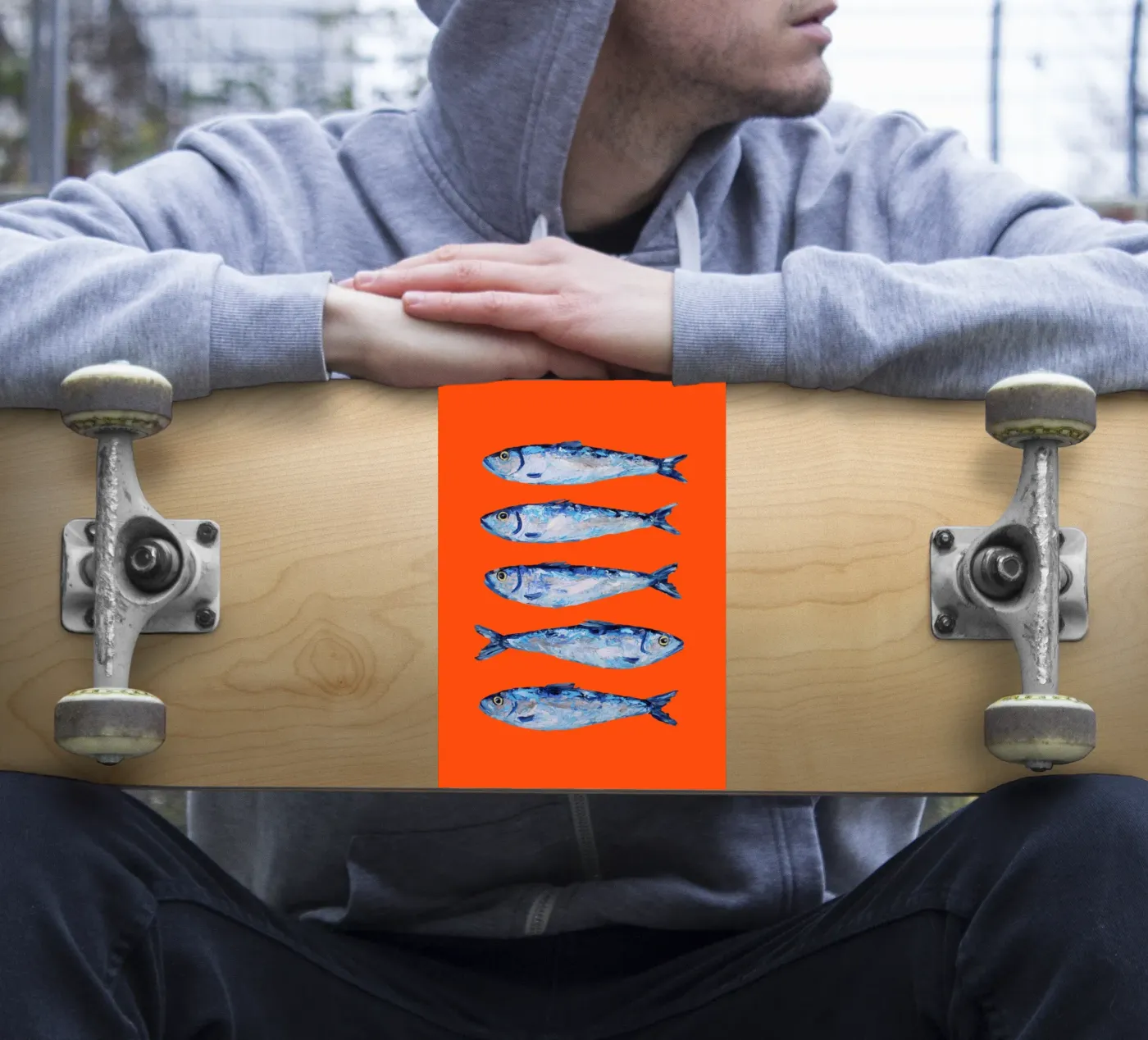 Sardines on Orange adesivo da Alice Straker