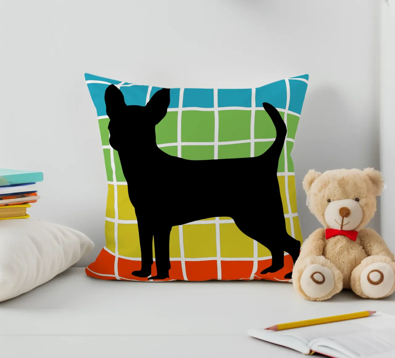 SQUARE RETRO CHIHUAHUA cuscino da ririedis