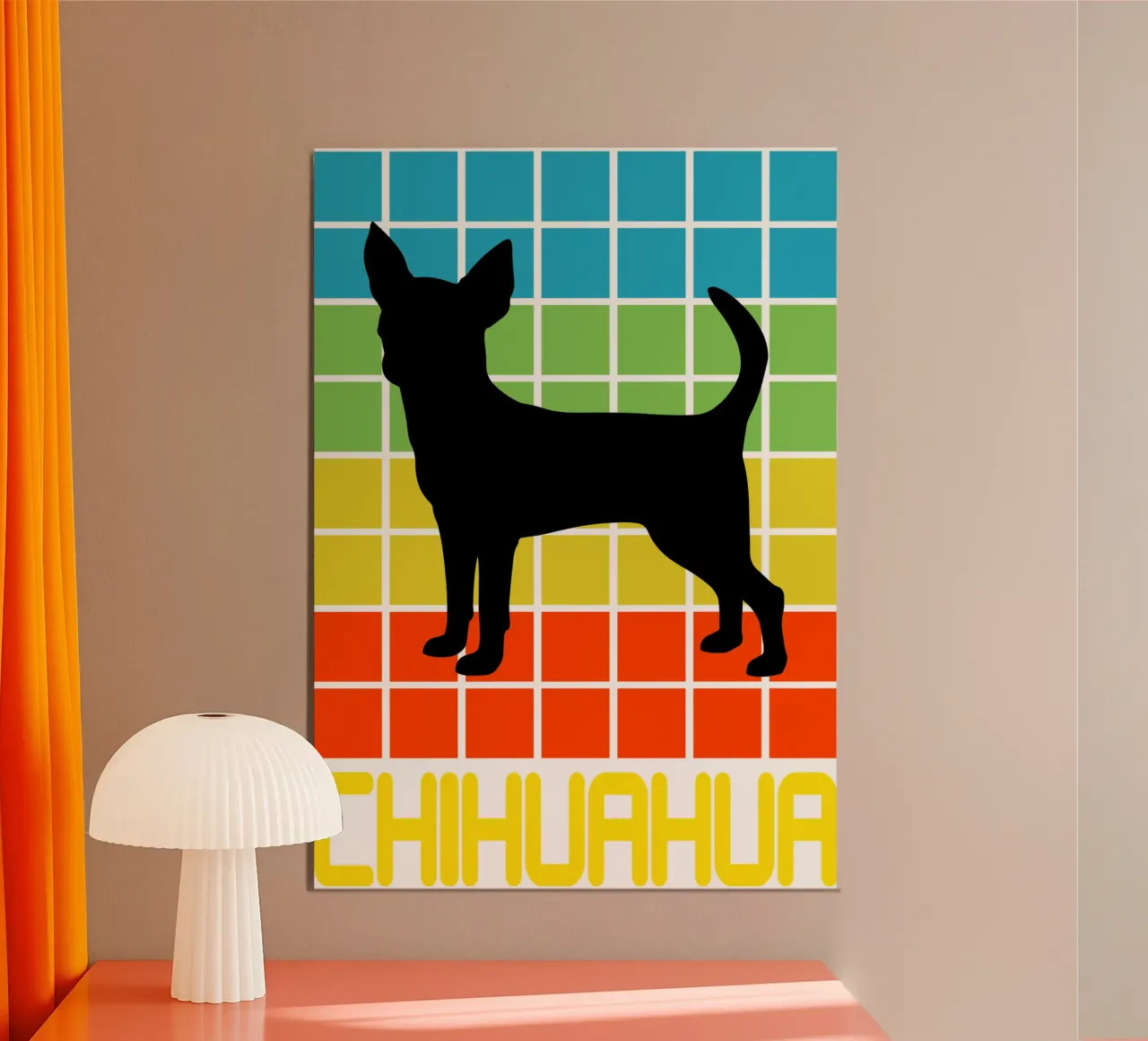 SQUARE RETRO CHIHUAHUA alluminio dibond da ririedis