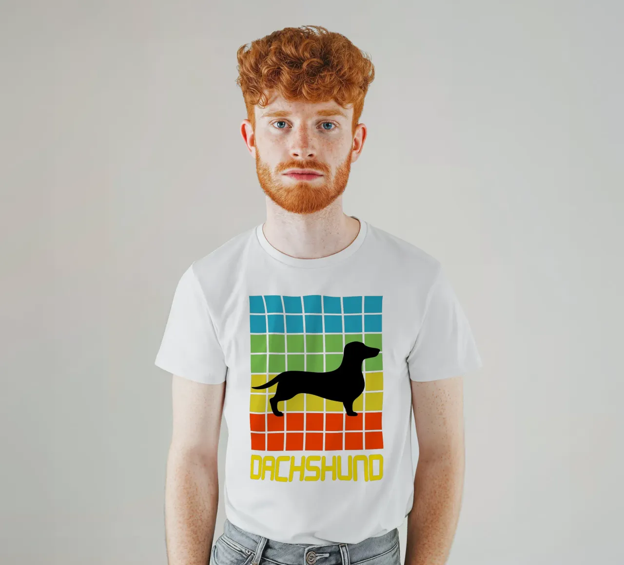 SQUARE RETRO DACHSHUND t-shirt da ririedis