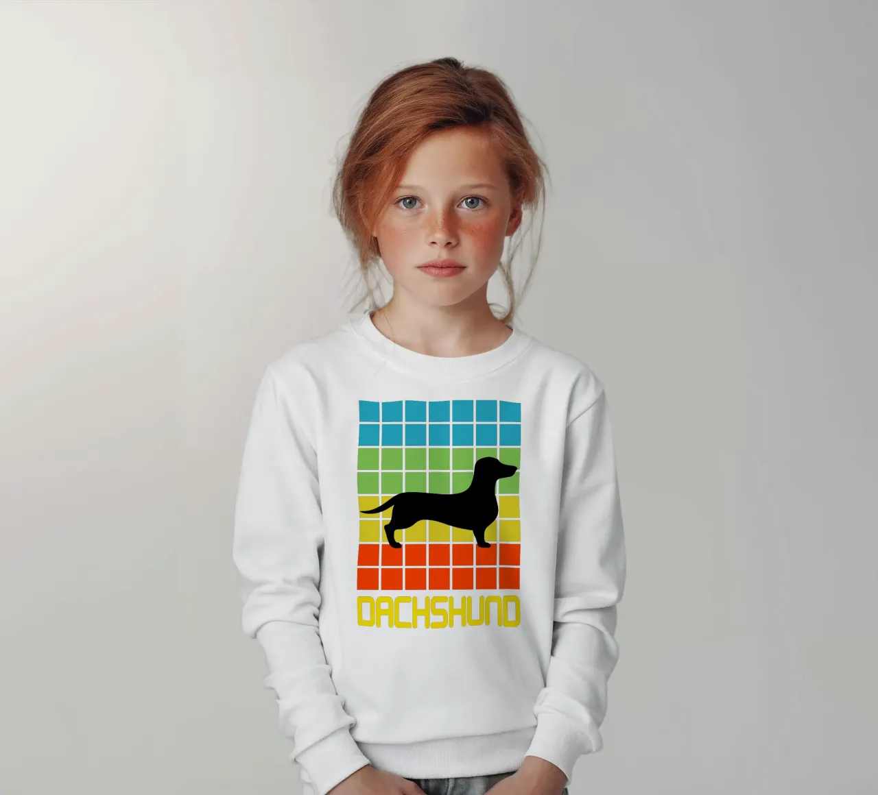 SQUARE RETRO DACHSHUND felpa bambino da ririedis