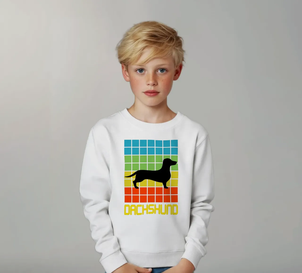 SQUARE RETRO DACHSHUND felpa bambino da ririedis