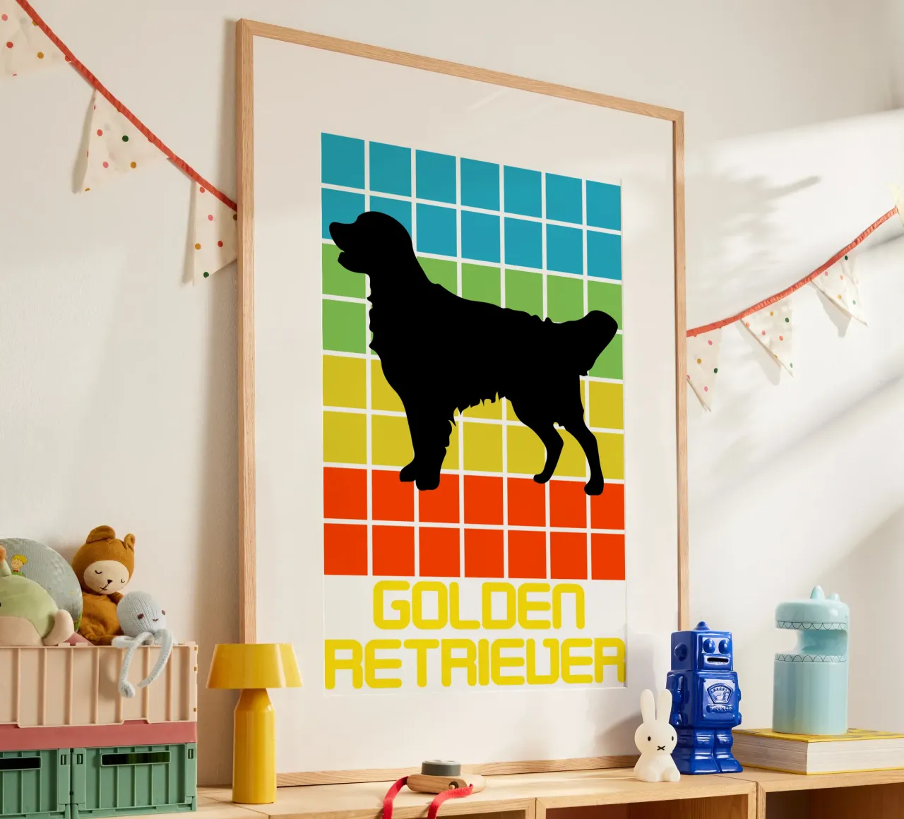 QUADRATO RETRÒ GOLDEN RETRIEVER carta hahnemühle da ririedis