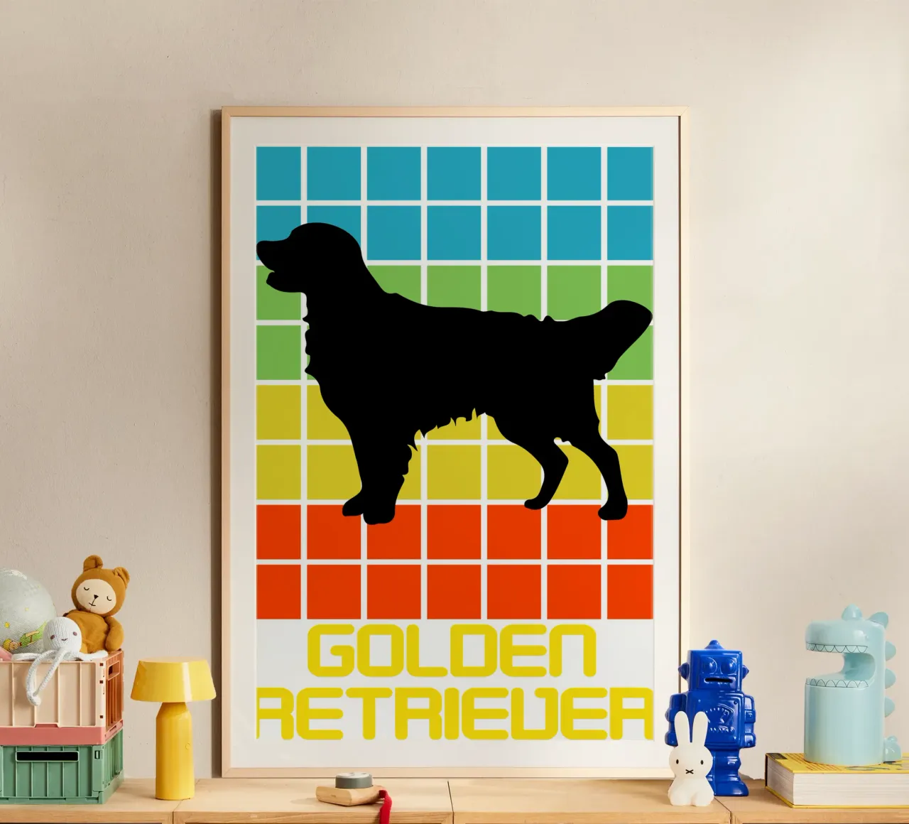 QUADRATO RETRÒ GOLDEN RETRIEVER carta hahnemühle da ririedis