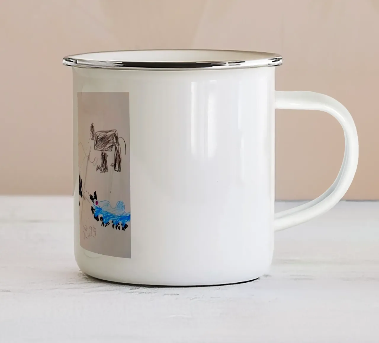 Monsterbild Nummer 3 enamel mug by Trash is dada Official