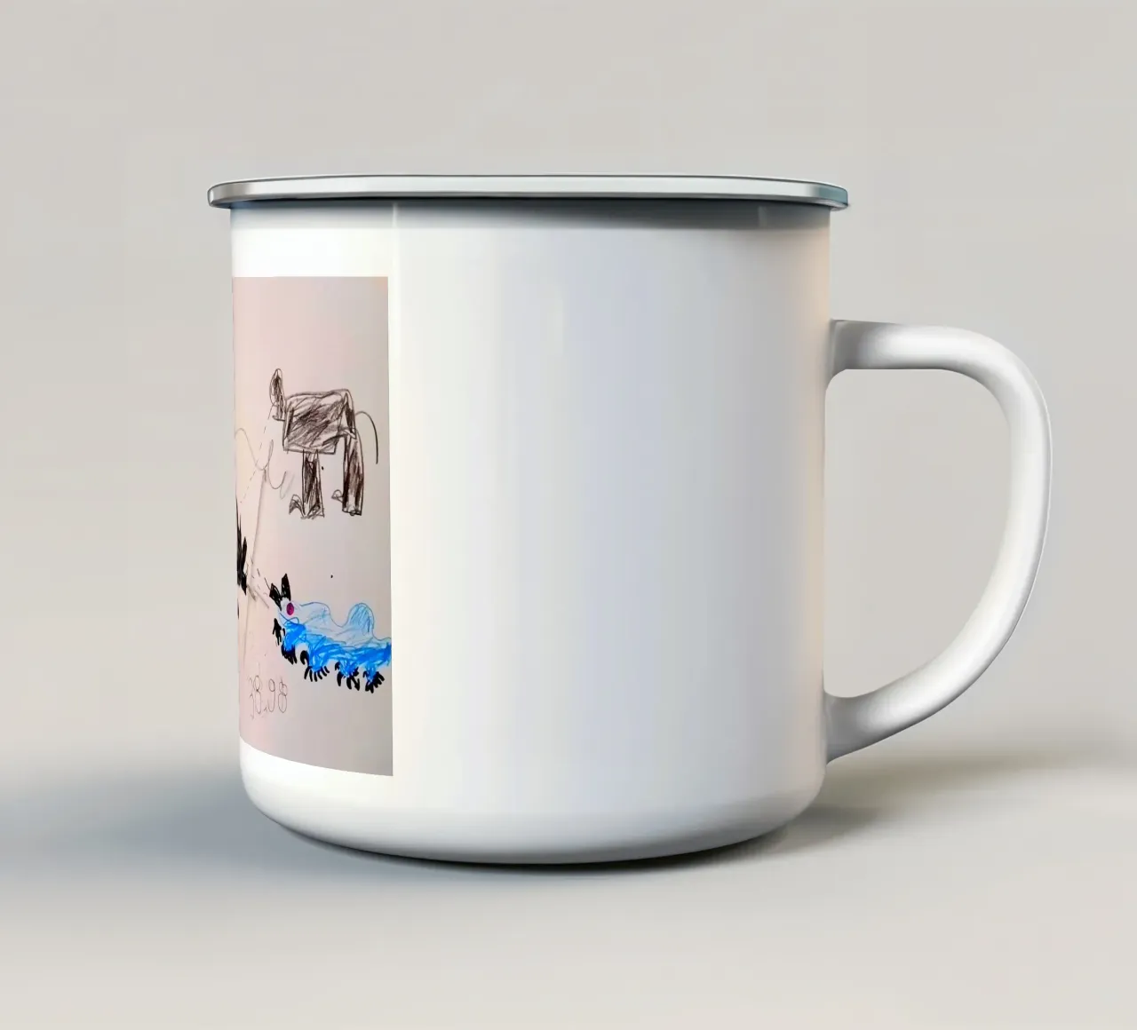 Monsterbild Nummer 3 enamel mug by Trash is dada Official