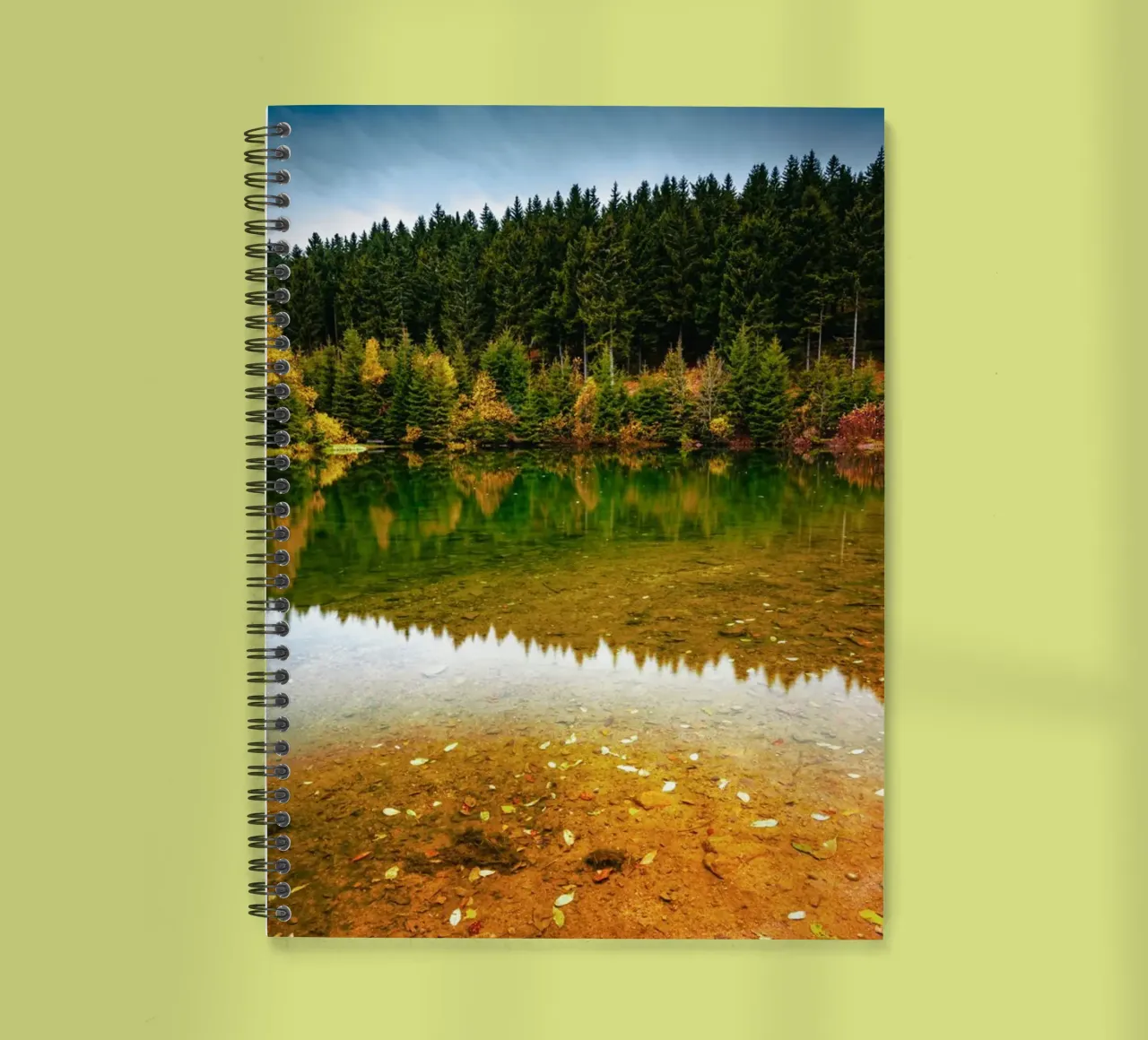 Kleiner See in Oberwiesenthal im Herbst spiral notebook by Marcus Beckert | Fotografie