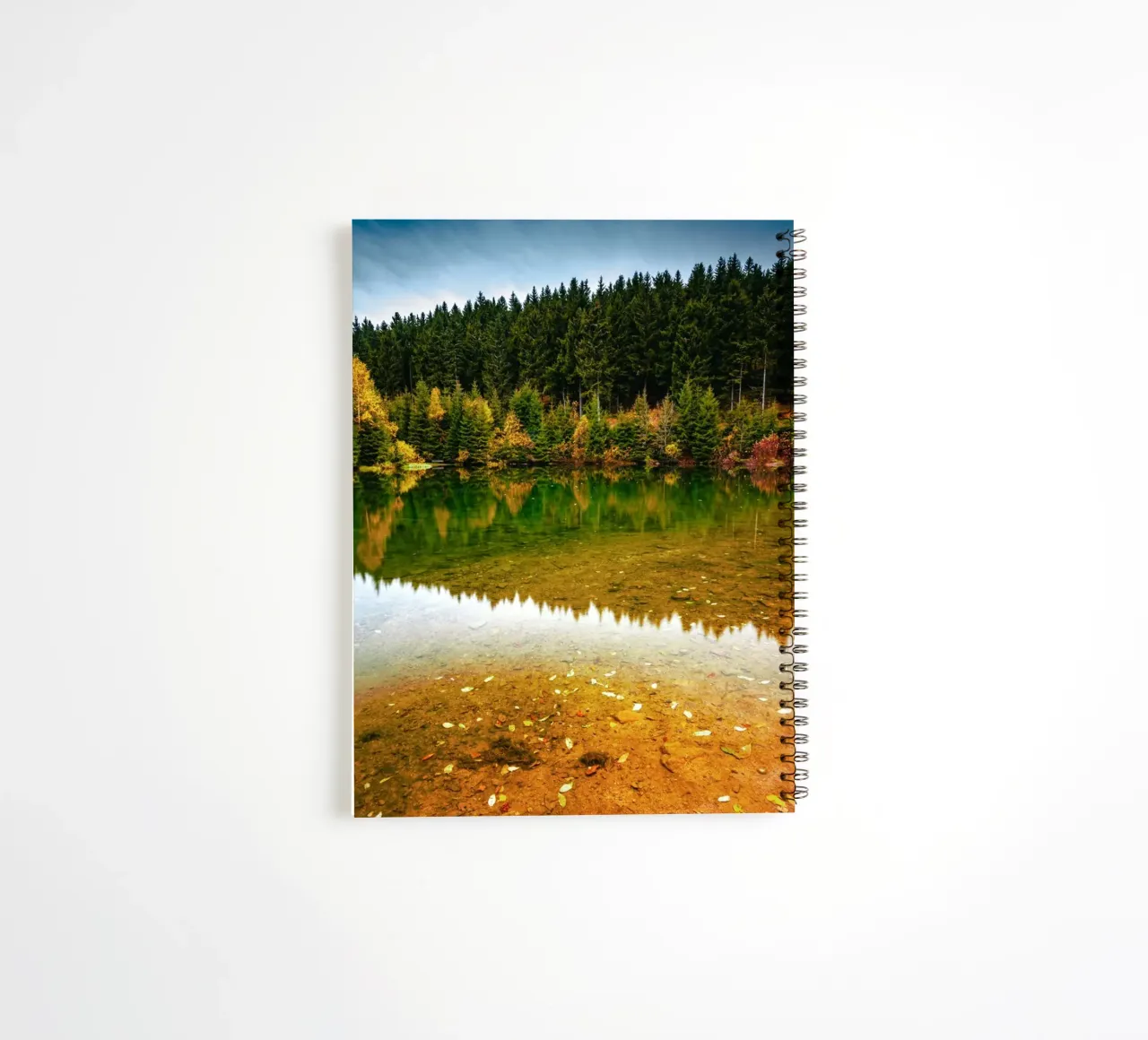 Kleiner See in Oberwiesenthal im Herbst spiral notebook by Marcus Beckert | Fotografie