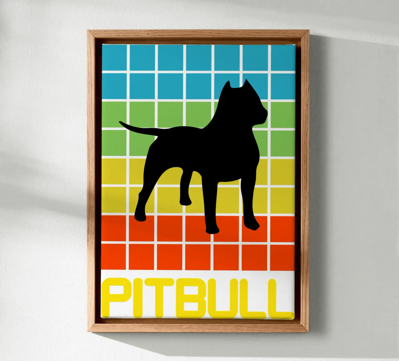 SQUARE RETRO PITBULL tela con Cornice a cassetta da ririedis