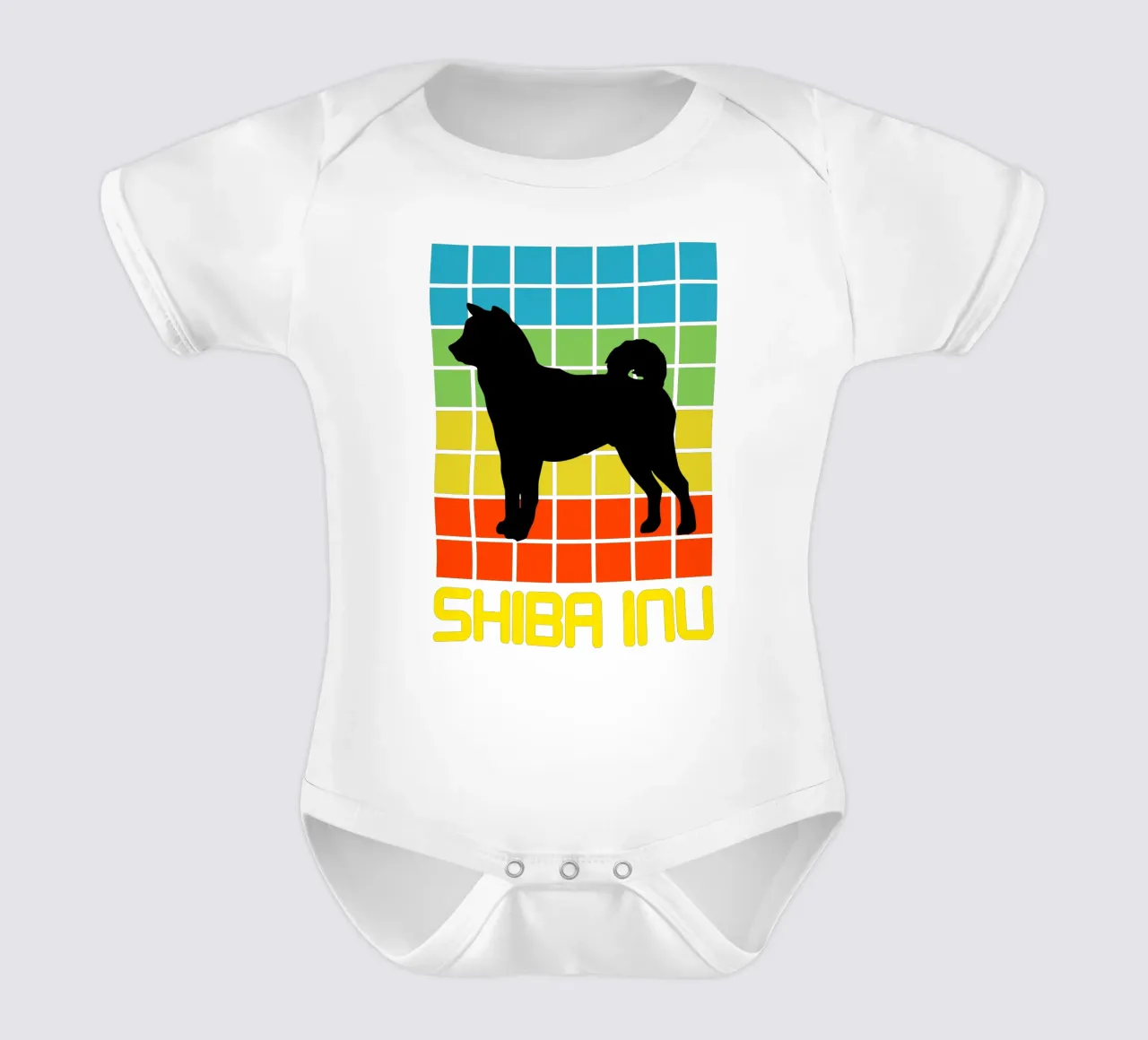 SQUARE RETRO SHIBA INU body neonato maniche corte da ririedis
