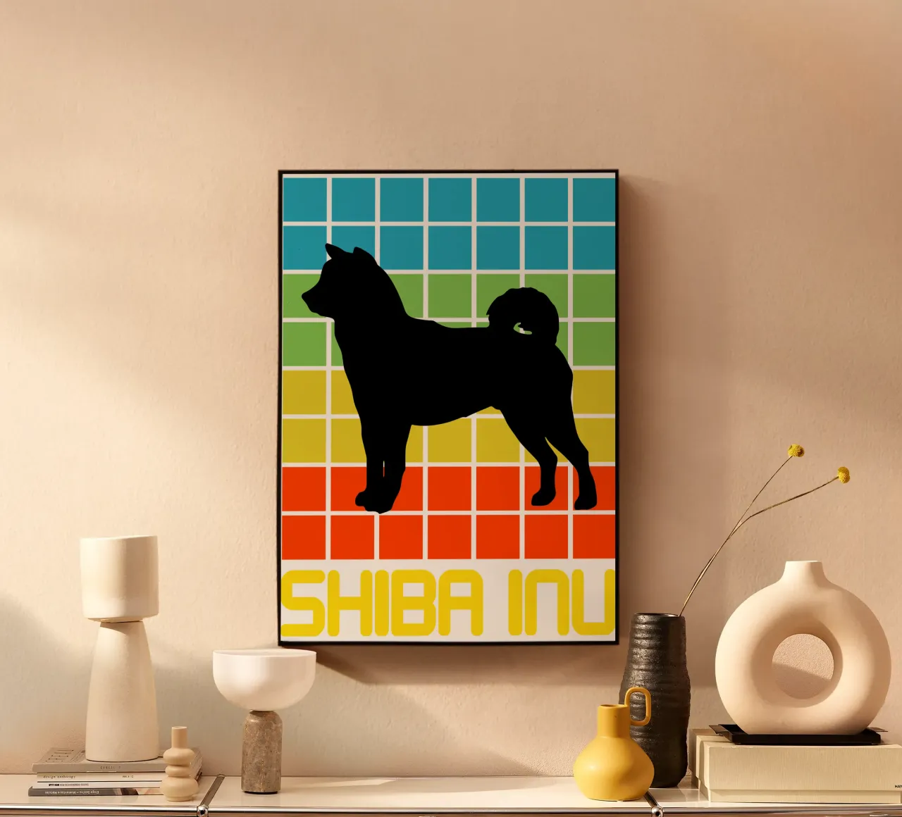 SQUARE RETRO SHIBA INU alluminio dibond da ririedis