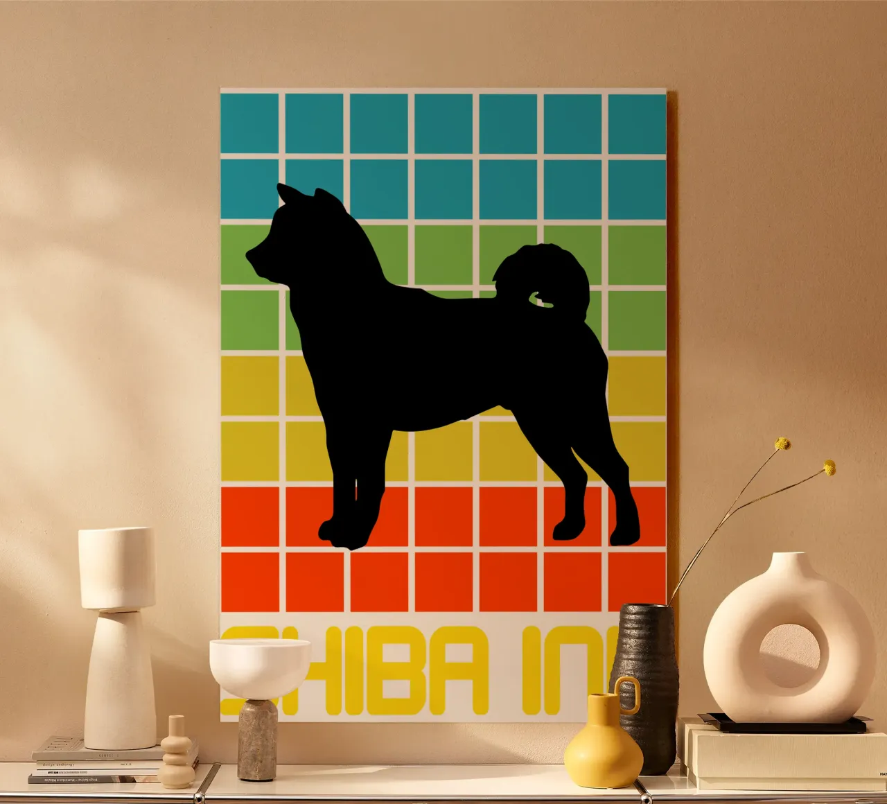 SQUARE RETRO SHIBA INU alluminio dibond da ririedis