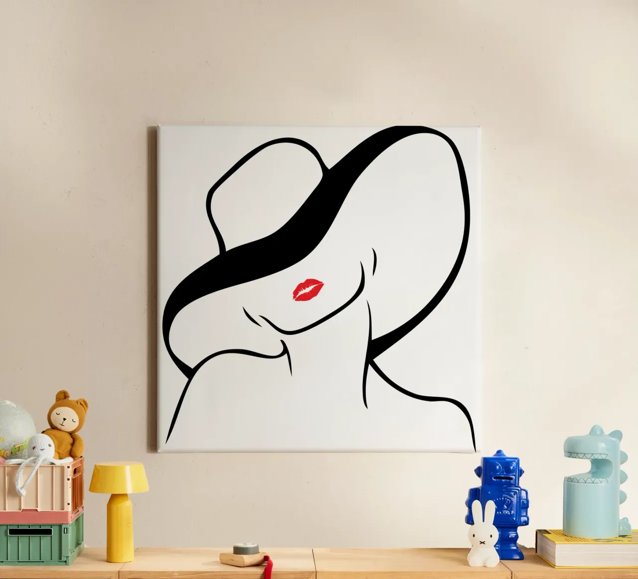 DONNE e CAPPELLI tela con Cornice a cassetta da ririedis