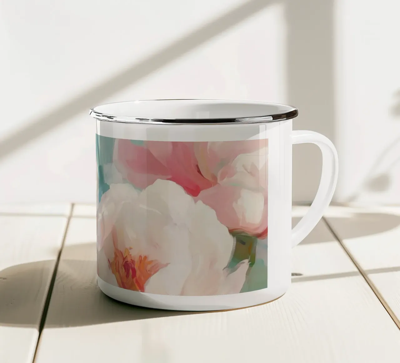 Pittura di peonie tazza in smalto da Melloi Art Print
