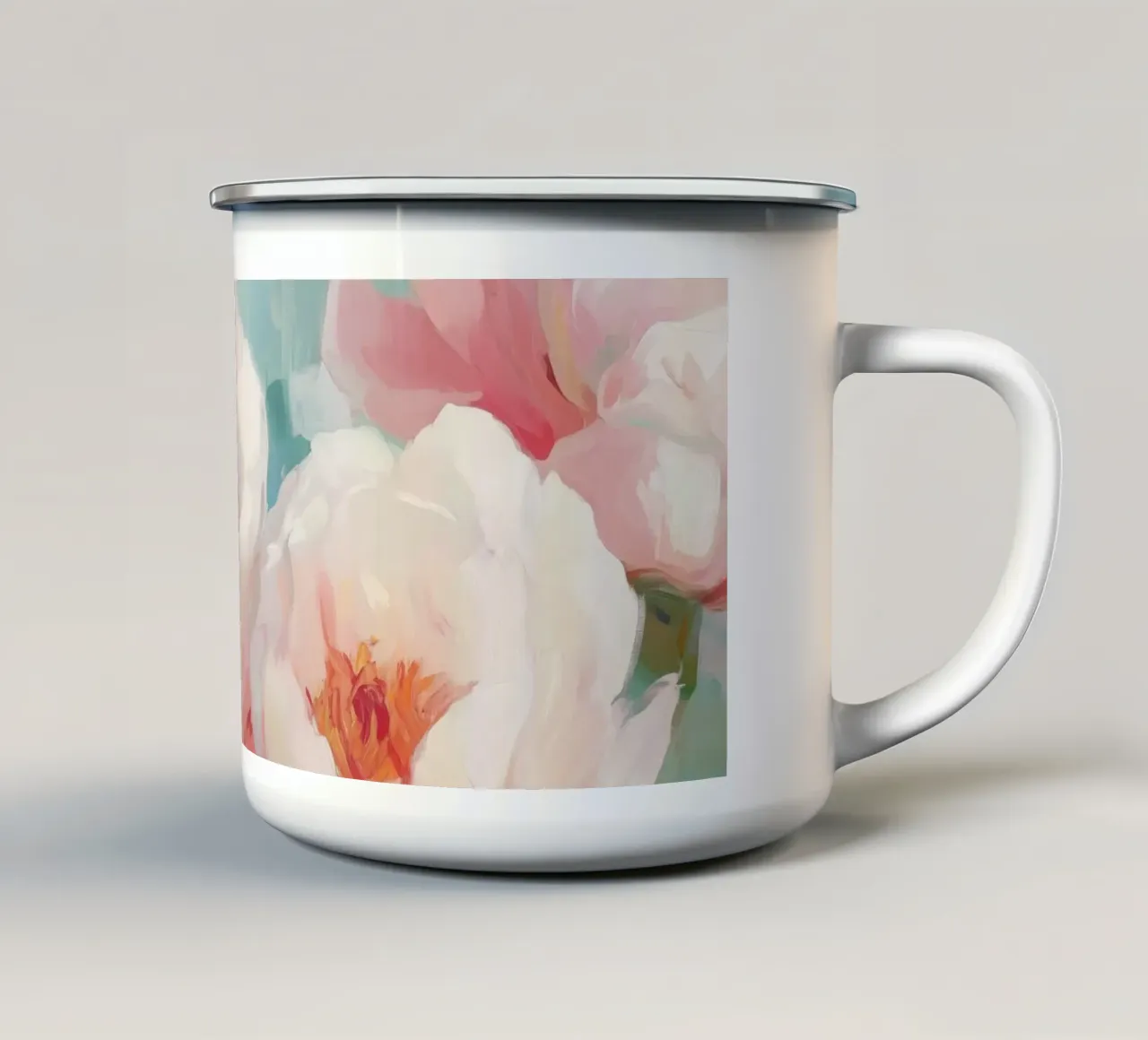 Pittura di peonie tazza in smalto da Melloi Art Print