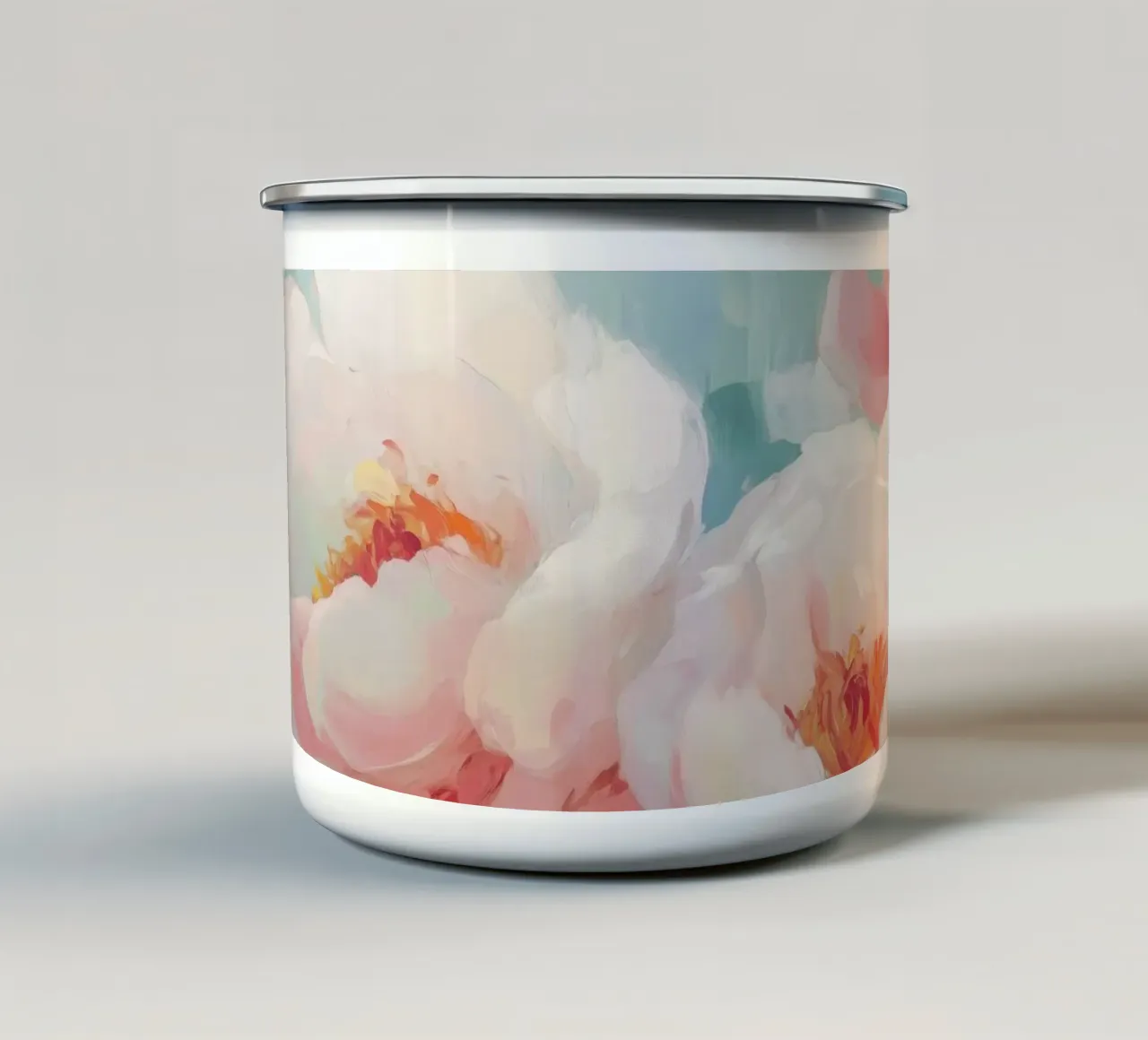 Pittura di peonie tazza in smalto da Melloi Art Print