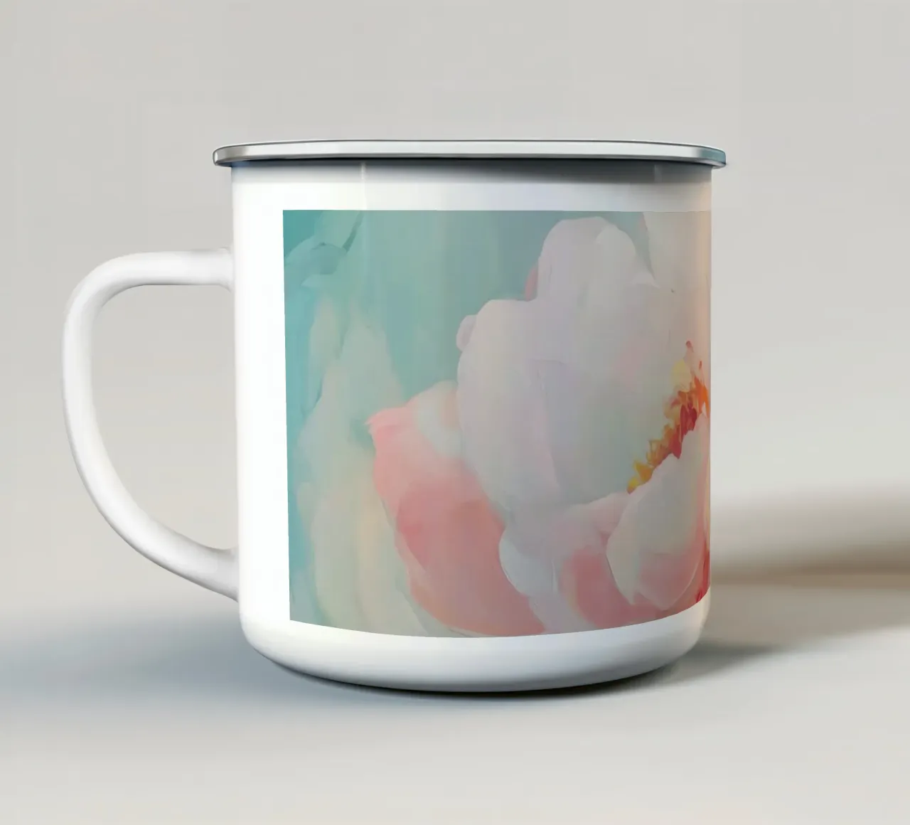 Pittura di peonie tazza in smalto da Melloi Art Print