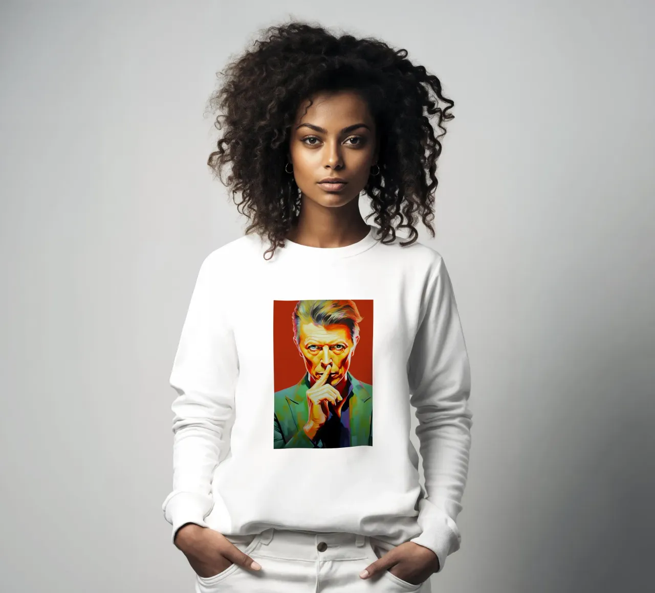 David Bowie, Eternal Star orange sweatshirt by Carinaprint