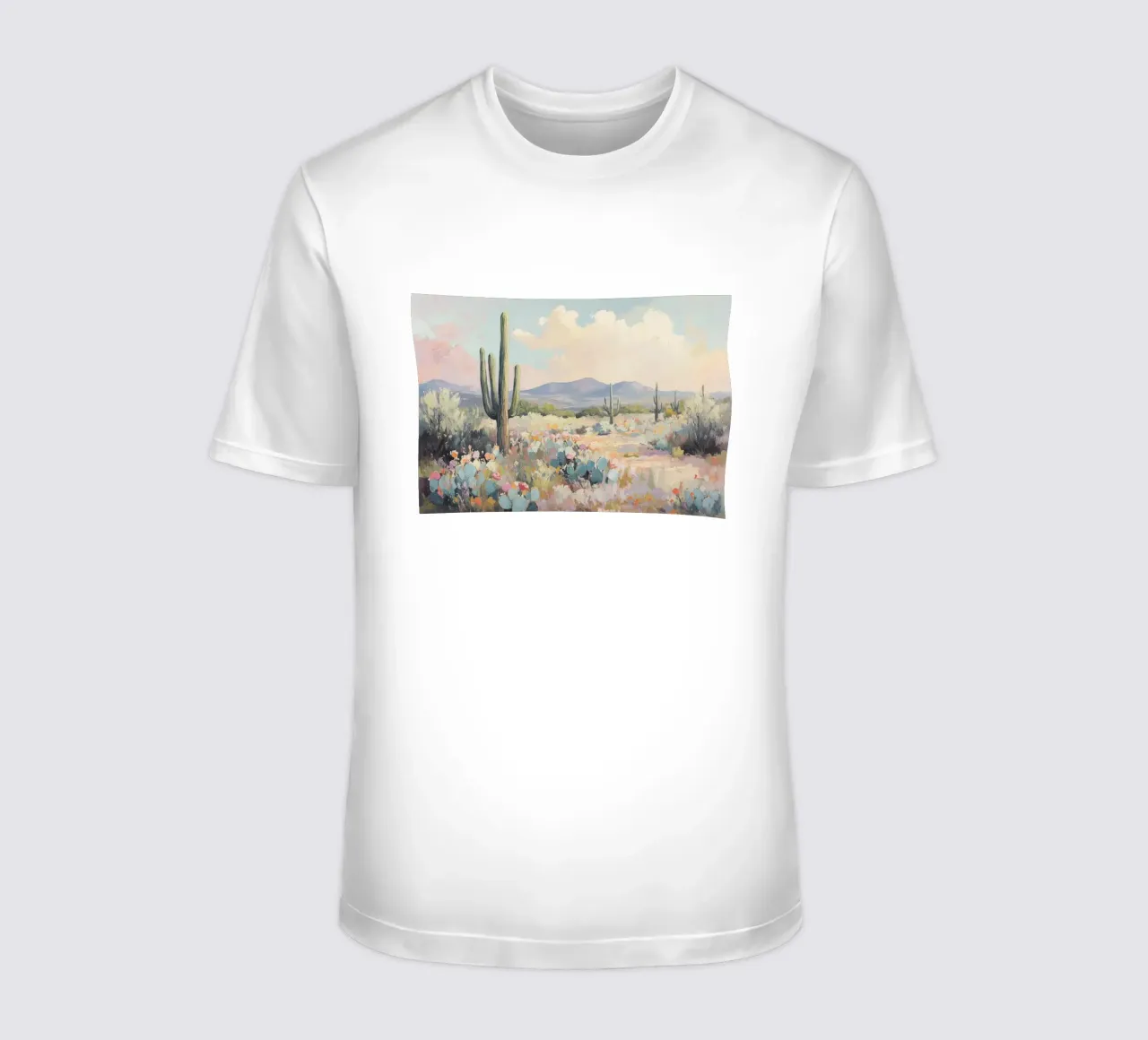 Paesaggio desertico con cactus t-shirt da Melloi Art Print