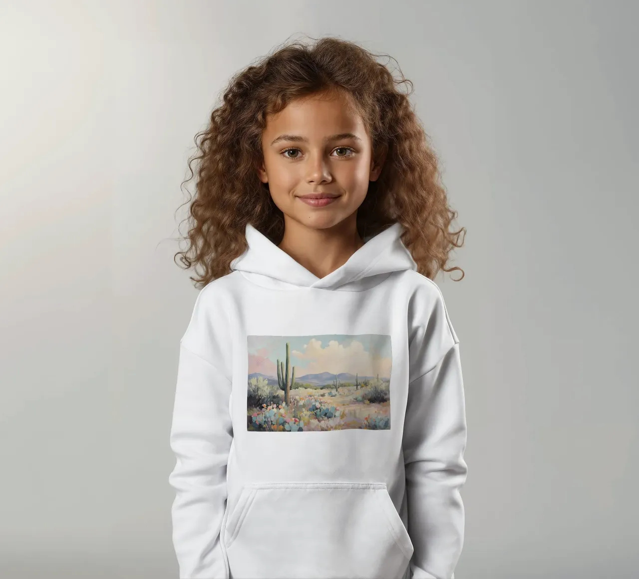 Paesaggio desertico con cactus felpa bambino con cappuccio da Melloi Art Print