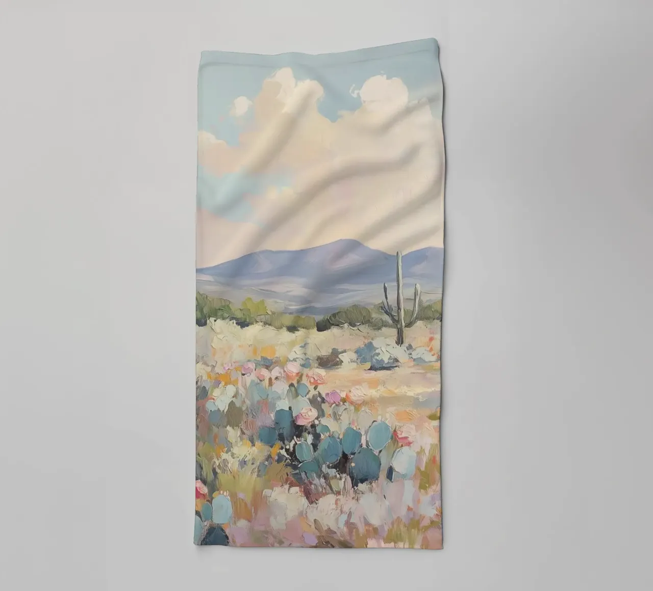 Paesaggio desertico con cactus asciugamano da bagno da Melloi Art Print