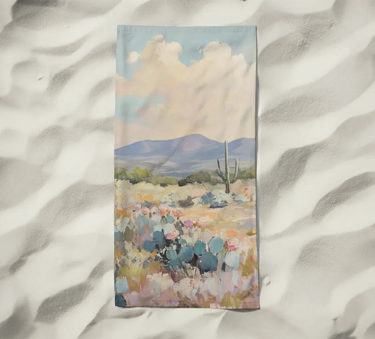 Paesaggio desertico con cactus telo mare da Melloi Art Print